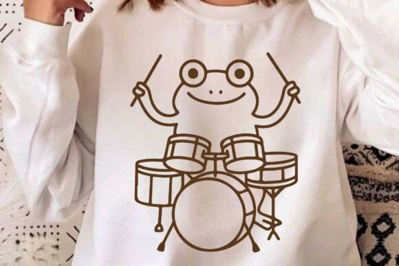 Cute Frog Drummer SVG PNG Review