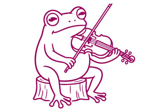 Cute Frog Violinist SVG PNG Clipart Review
