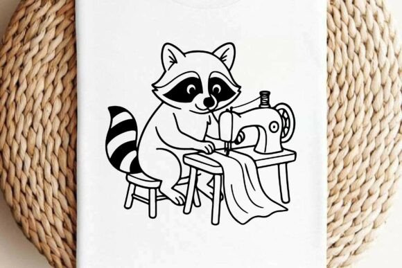 Cute Raccoon Sewing Clipart Vector Review
