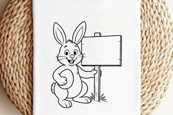 Easter Bunny with Blank Signpost Vector Review