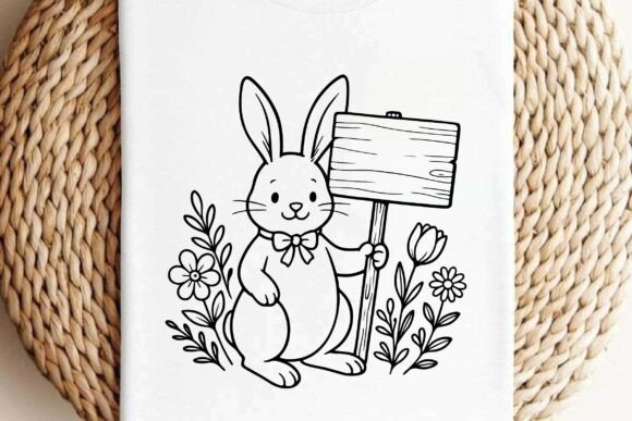 Easter Bunny with Wooden Sign Vector Review