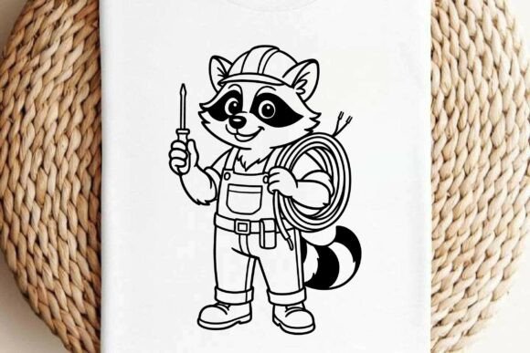 Evaluating the Electrician Raccoon Clipart Vector for Embroidery
