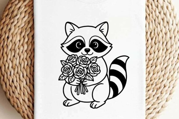 Raccoon Holding Rose Bouquet Clipart Review