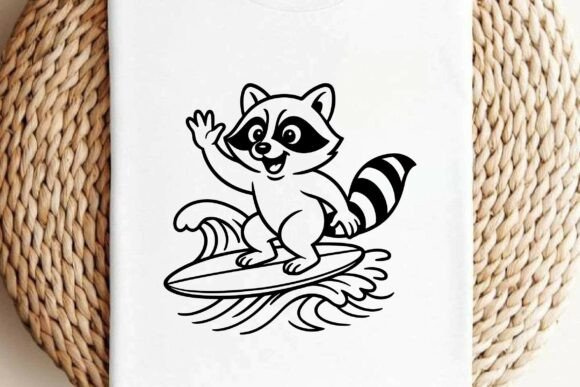 Raccoon Wave Surfing Silhouette Clipart Review
