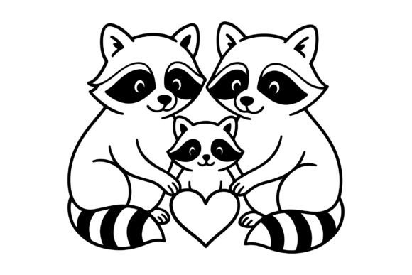 Valentine Raccoon Family Clipart Vector Review